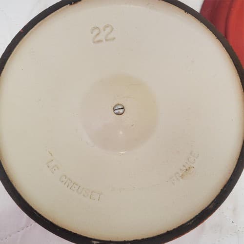 Vintage Le Creuset Red Orange Pot Lid Lot Enamel Cast Iron Knob 10 Inch - Thumbnail 11