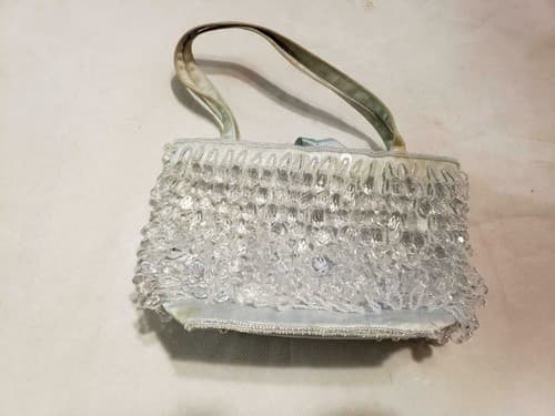 Lily Scott Bags Women's Baby Blue Beaded Wrist Purse w/ Baby Blue Pearl Strap - Image 1