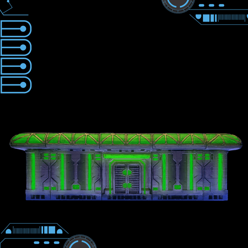 3D Printed Hand Painted Cyberglow City Charming Terrain Modular Gun Store - Image 1