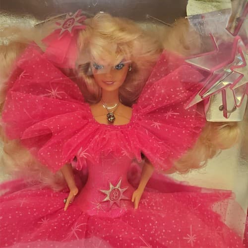1990 Barbie Happy Holidays Special Edition Doll Pink Star Gown w/ Ornament - Thumbnail 2