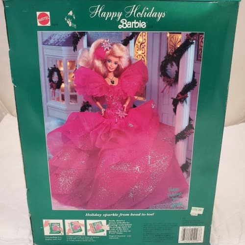 1990 Barbie Happy Holidays Special Edition Doll Pink Star Gown w/ Ornament - Thumbnail 6