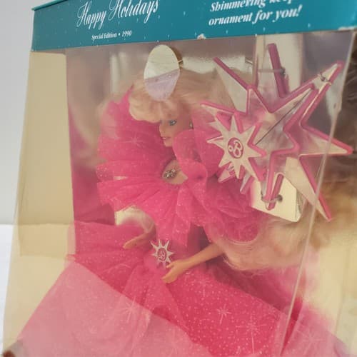 1990 Barbie Happy Holidays Special Edition Doll Pink Star Gown w/ Ornament - Thumbnail 5