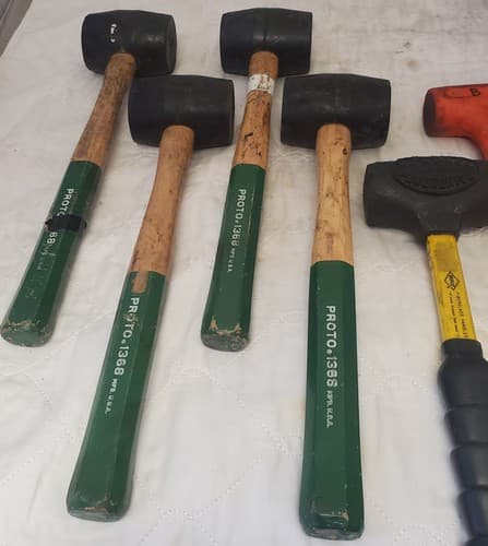 Lot of 7 Rubber Mallets Dead Blow Hammers and Brass Hammer Mixed Brand MT-30 - Thumbnail 4