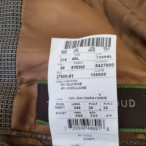 Joseph Abboud Collection Men's Textured Blazer Suit Jacket Sport Coat 40L - Thumbnail 8