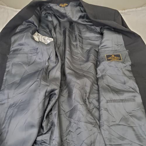 Brooks Brothers Brookwood Mens Charcoal Black Blazer Suit Jacket Sport Coat 42R - Thumbnail 3