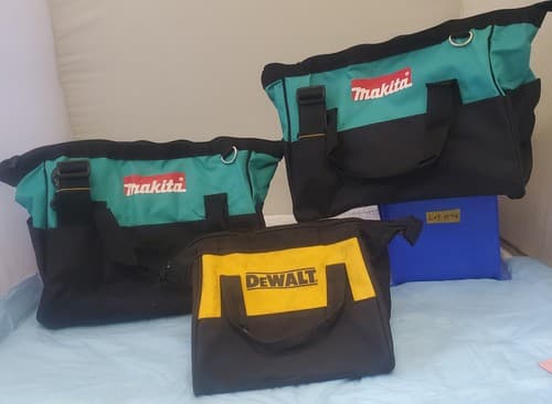Lot of 3 Tool Bags 2 Makita & 1 DeWalt Soft-Sided Zipper Tote Bags LOT-1074 - Image 1
