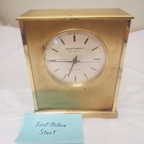 Vintage Seth Thomas Quartzmatic Award 0159-000 Brass Desk Clock - Image 1