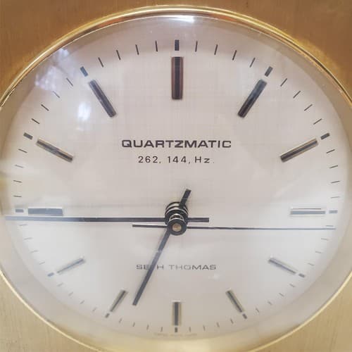 Vintage Seth Thomas Quartzmatic Award 0159-000 Brass Desk Clock - Thumbnail 2
