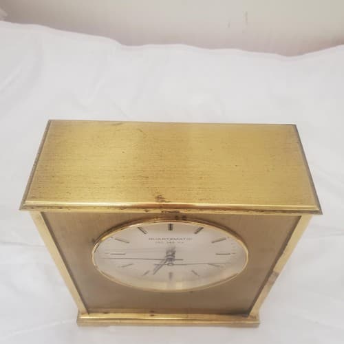 Vintage Seth Thomas Quartzmatic Award 0159-000 Brass Desk Clock - Thumbnail 3