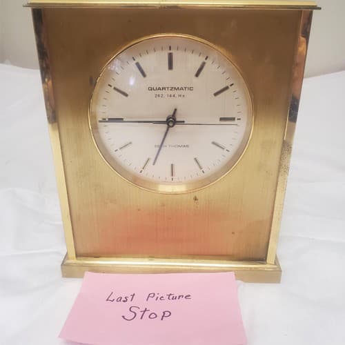 Vintage Seth Thomas Quartzmatic Award 0159-000 Brass Desk Clock - Thumbnail 7