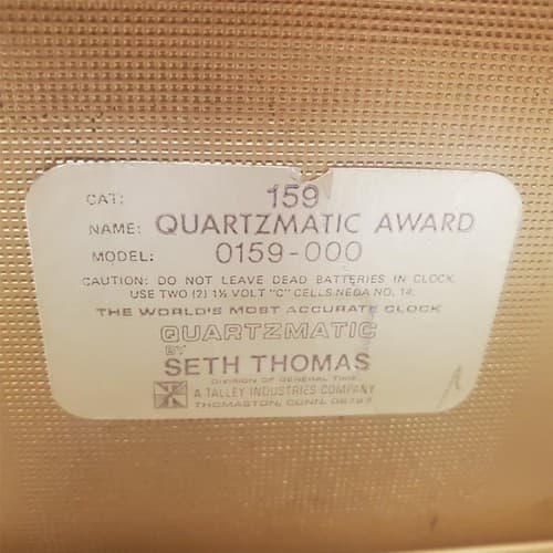 Vintage Seth Thomas Quartzmatic Award 0159-000 Brass Desk Clock - Thumbnail 6