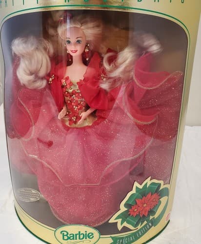1993 Barbie 10824 Happy Holidays Special Edition Doll Red Gown Christmas Edition - Thumbnail 3