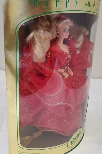 1993 Barbie 10824 Happy Holidays Special Edition Doll Red Gown Christmas Edition - Thumbnail 4
