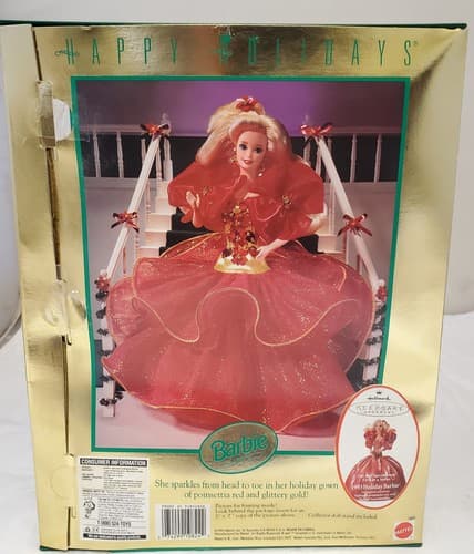 1993 Barbie 10824 Happy Holidays Special Edition Doll Red Gown Christmas Edition - Thumbnail 7