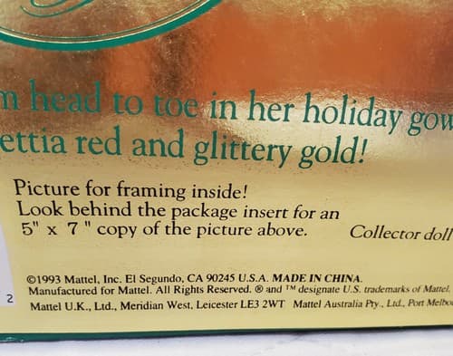 1993 Barbie 10824 Happy Holidays Special Edition Doll Red Gown Christmas Edition - Thumbnail 9