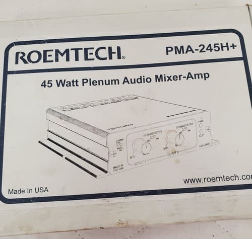Roemtech PMA245H Plenum Mixer Amplifier 45W Stereo Amp for Classroom Audio - Thumbnail 3