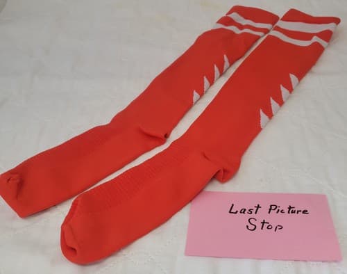 Red Soccer or Football Socks with White Stripes for Running - Thumbnail 4
