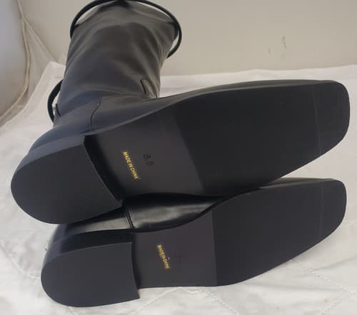 Vaslemuse Womens Black Knee High Boots Square Toe Block Heel Size 6.5 - Thumbnail 5