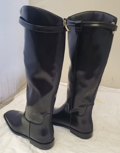 Vaslemuse Womens Black Knee High Boots Square Toe Block Heel Size 6.5 - Thumbnail 3