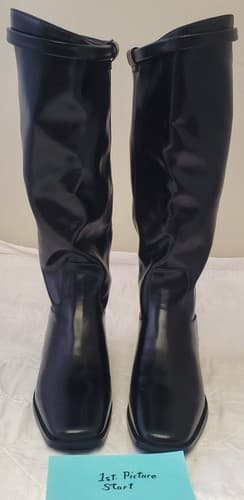 Vaslemuse Womens Black Knee High Boots Square Toe Block Heel Size 6 - Image 1