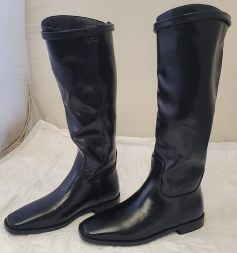 Vaslemuse Womens Black Knee High Boots Square Toe Block Heel Size 6 - Thumbnail 2