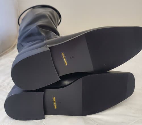 Vaslemuse Womens Black Knee High Boots Square Toe Block Heel Size 6 - Thumbnail 5