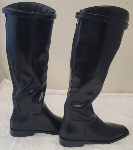 Vaslemuse Womens Black Knee High Boots Square Toe Block Heel Size 6 - Thumbnail 9