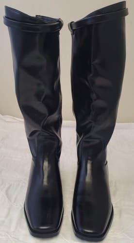 Vaslemuse Womens Black Knee High Boots Square Toe Block Heel Size 6 - Thumbnail 10