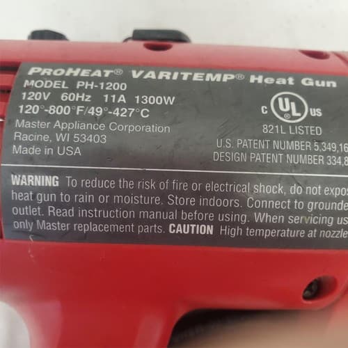 Master Appliance 120V PH-1200 Proheat Varitemp Heat Gun Lot-638 - Thumbnail 4