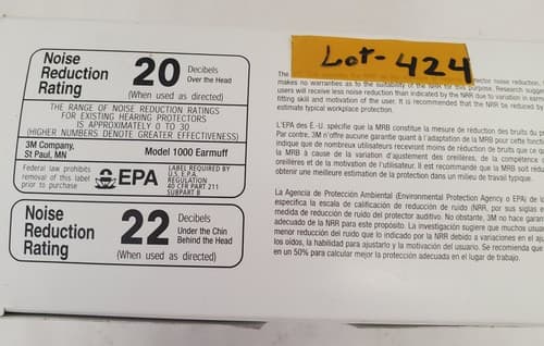 Earmuff Model 1000 Hearing Protection Noise Reduction Rating 22 Lot-424 - Thumbnail 4