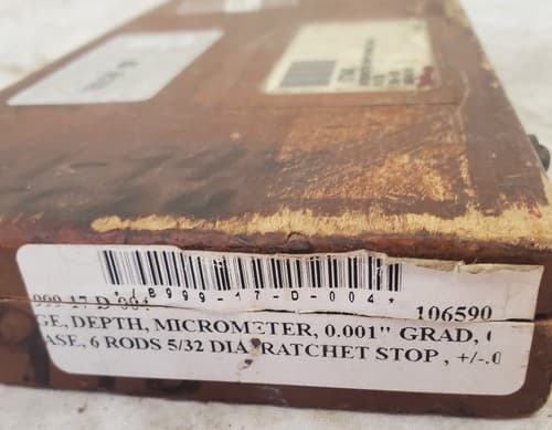 Vintage Starrett 445A Micrometer Depth Staret w/6 Rod Wrench LOT-1139 - Thumbnail 5