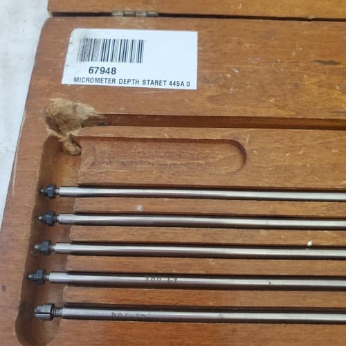 Vintage Starrett 445A Micrometer Depth Staret w/6 Rod Wrench LOT-1139 - Thumbnail 7