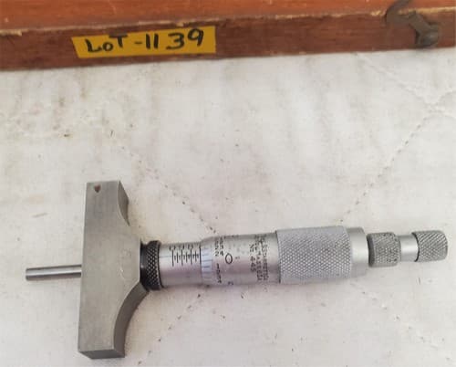 Vintage Starrett 445A Micrometer Depth Staret w/6 Rod Wrench LOT-1139 - Thumbnail 10