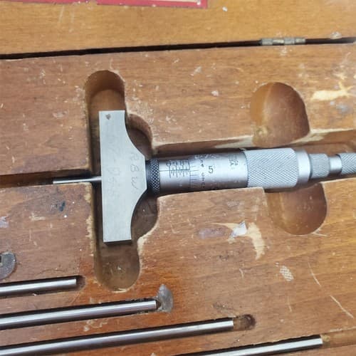 Vintage Starrett 445A Micrometer Depth Staret w/6 Rod Wrench LOT-1139 - Thumbnail 8