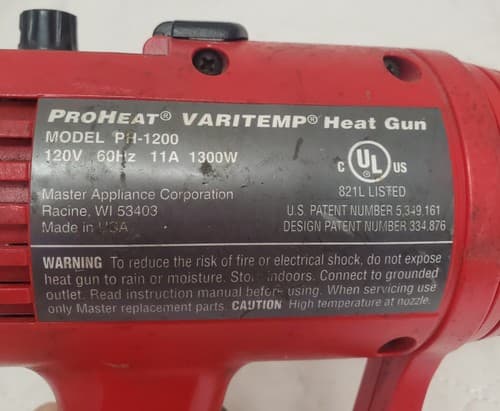 Master Appliance 120V PH-1200 Proheat Varitemp Heat Gun Lot-555 - Thumbnail 4
