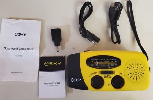 ESky ES-CR02 Crank Radio Solar Power Hand Crank Radio with Flashlight & 1000mAh - Image 1