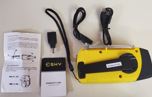 ESky ES-CR02 Crank Radio Solar Power Hand Crank Radio with Flashlight & 1000mAh - Thumbnail 5
