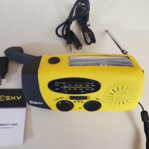 ESky ES-CR02 Crank Radio Solar Power Hand Crank Radio with Flashlight & 1000mAh - Thumbnail 7