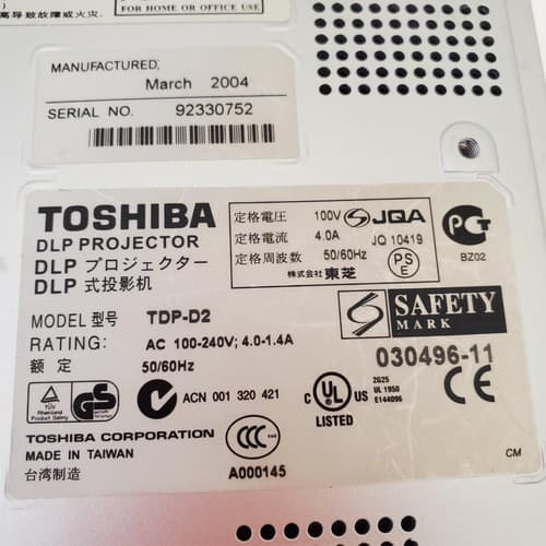 Toshiba DLF TDP-D2 Projector - Thumbnail 8