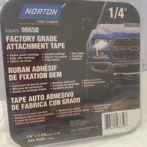 Norton 98650 Factory Grade Attachment Tape 1/4"x5yds .045" Trim Molding - Thumbnail 3