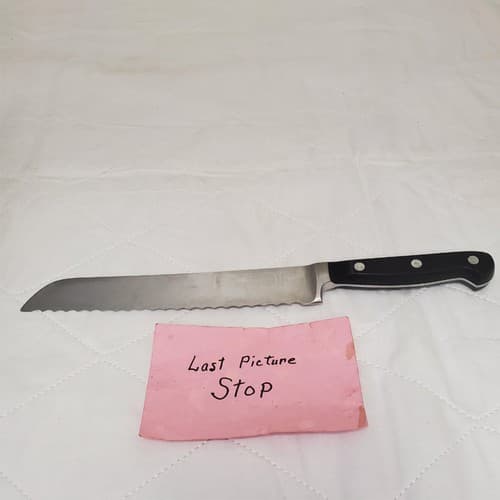 Serrated Kitchen Knife with Black Triple-Rivet Handle Durable Utility Blade - Thumbnail 5