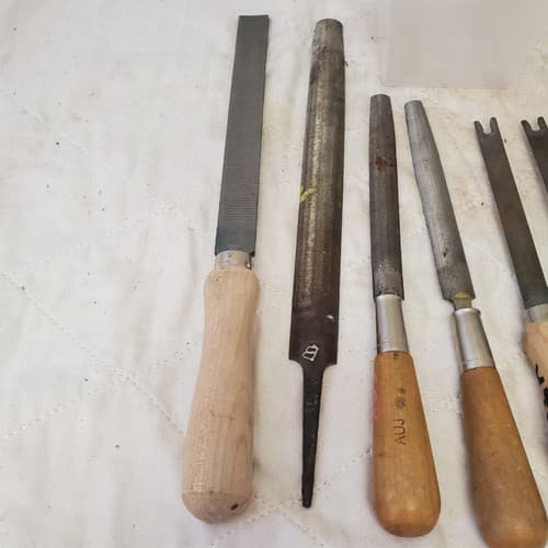 Lot of 6 Vintage File Round Rat Tapered Square Flat Smooth Wood Handle LOT-774 - Thumbnail 4