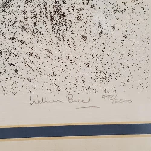 William Baker Rhino Head Drawing Pointillism Detail Signed & Framed - Thumbnail 3