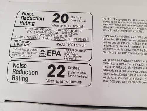 Earmuff Model 1000 Hearing Protection Noise Reduction Rating 22 Lot-431 - Thumbnail 5
