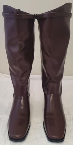 Vaslemuse Classic Brown Knee High Riding Boots with Square Toe for Women - Thumbnail 2