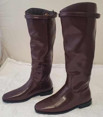 Vaslemuse Classic Brown Knee High Riding Boots with Square Toe for Women - Thumbnail 3