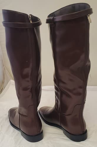 Vaslemuse Classic Brown Knee High Riding Boots with Square Toe for Women - Thumbnail 4