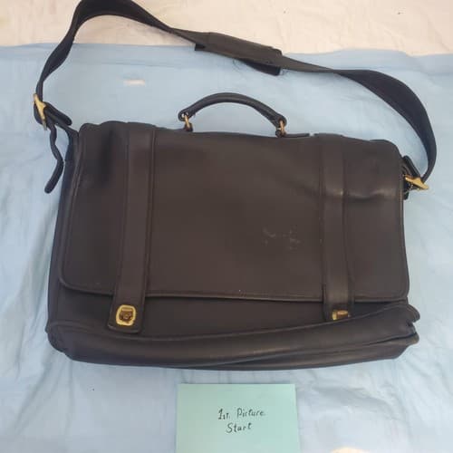 Vintage Coach Brown Leather Briefcase Bag Shoulder Strap Business Travel Case - Image 1