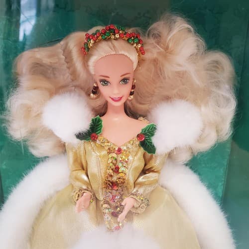 1994 Happy Holidays Barbie #12155 Special Edition in Gold & White Gown - Thumbnail 2