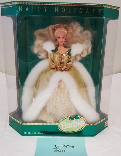 1994 Happy Holidays Barbie #12155 Special Edition in Gold & White Gown - Image 1